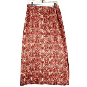 Talbots silk paisley floral silk maxi length skirt with side slit, size 12 EUC